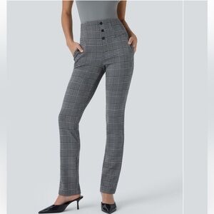 HALARA Gray Checkered Straight Leg Pants